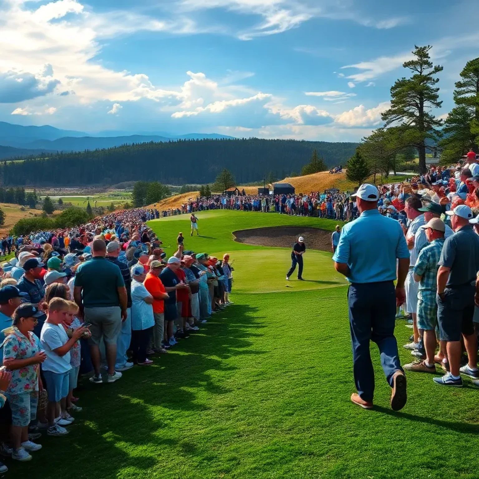 Fans enjoying a thrilling golf tournament atmosphere