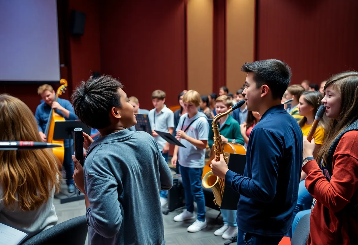 Students participating in a jazz educational program at Dr. Phillips Center