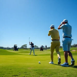 Golfers competing at the Porsche Singapore Classic