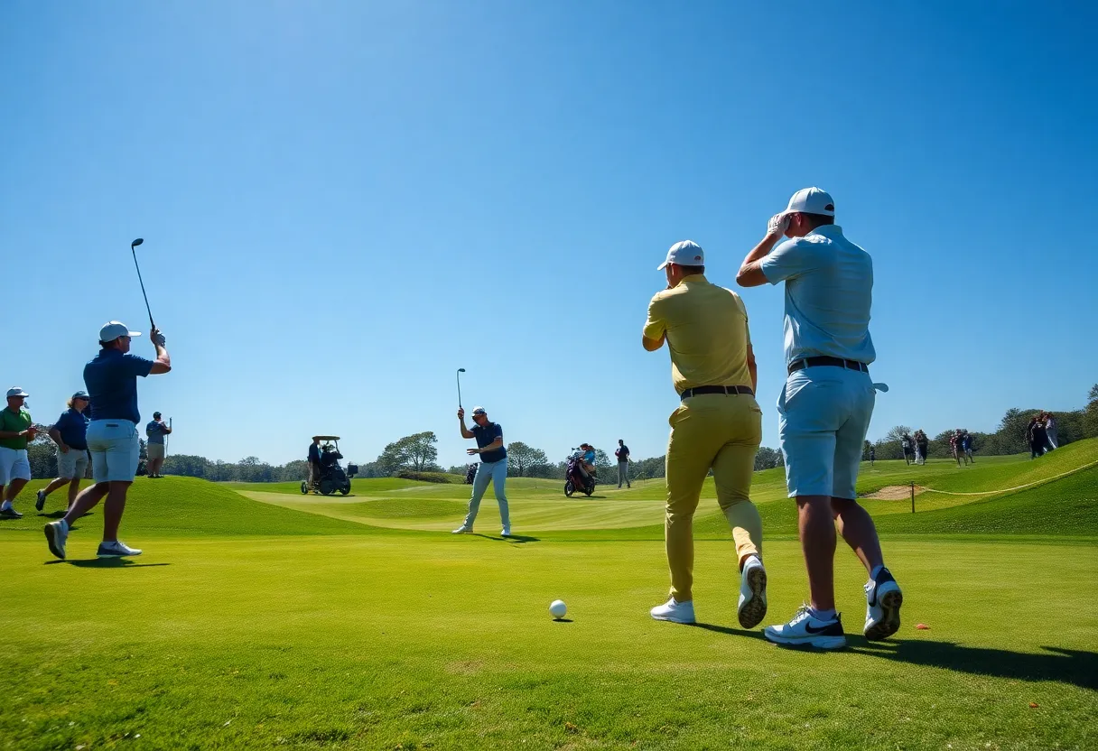 Golfers competing at the Porsche Singapore Classic