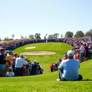 Celebration of a hole-in-one at a golf course