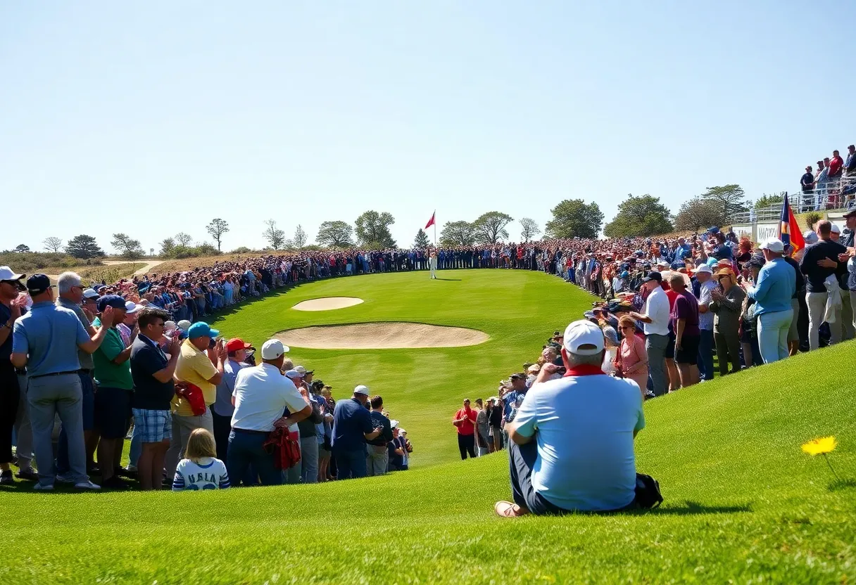 Celebration of a hole-in-one at a golf course