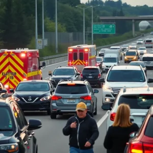 Traffic backup following a multi-vehicle crash on Lake Mary I-4