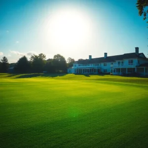 Beautiful golf course landscape with bright green fairways