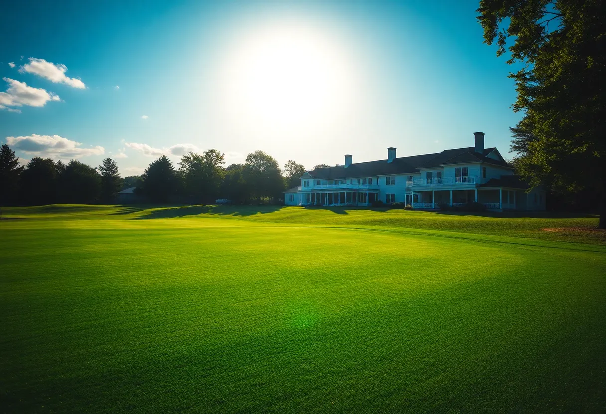 Beautiful golf course landscape with bright green fairways