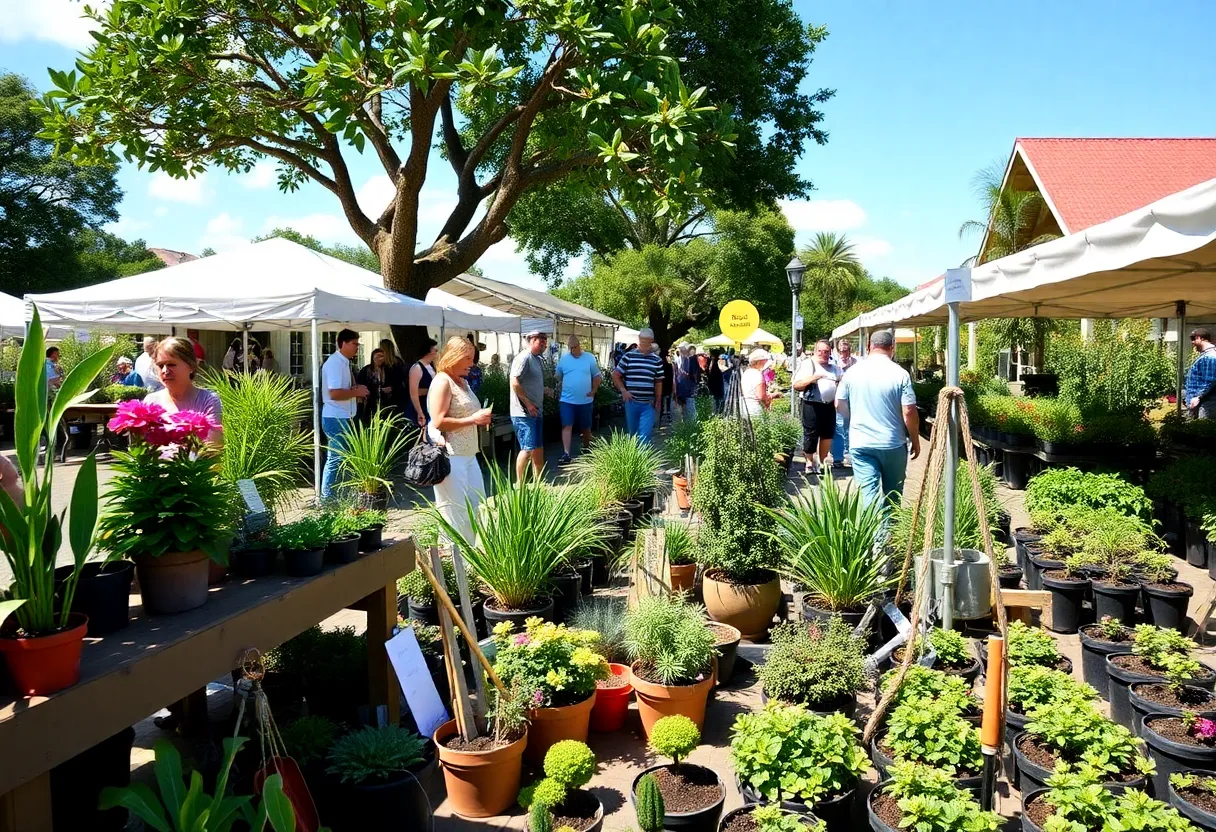 Community members exploring plants at Leu Gardens Plant Sale