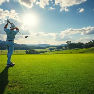 Golf course at sunset depicting a golf ball symbolizing resilience