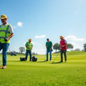 Greenkeepers from Mid Ocean Club volunteering at a golf event