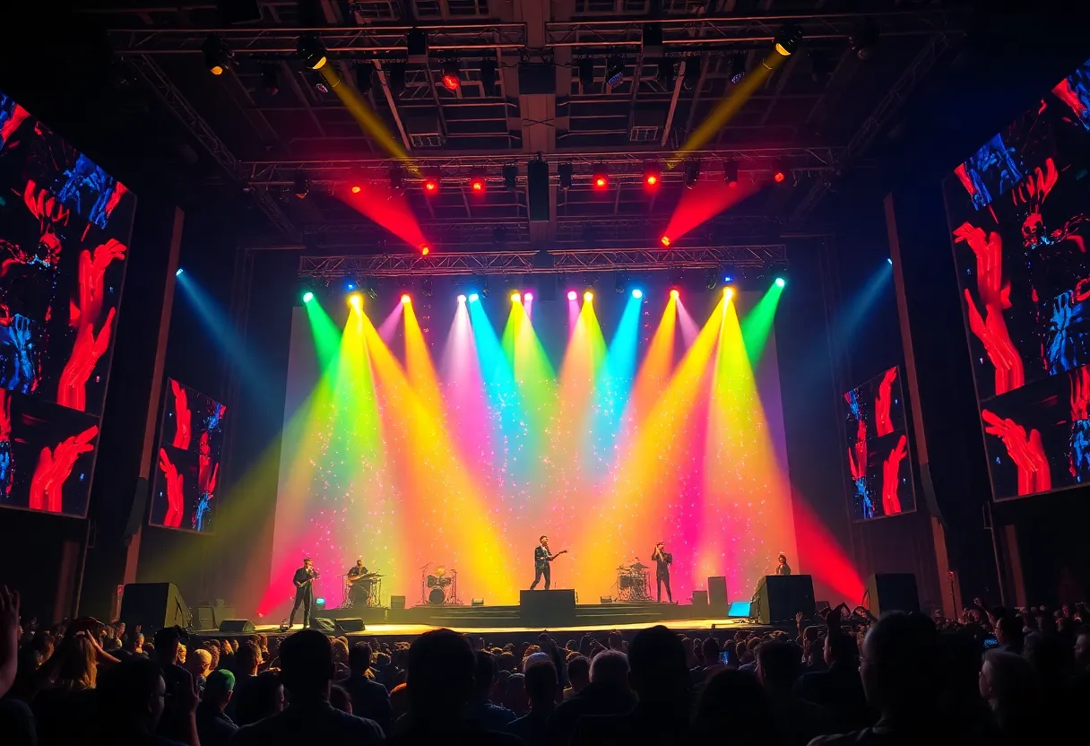 Stage design for MJ the Musical with colorful lights and vibrant atmosphere