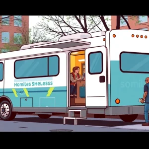 A mobile shelter bus designed to assist the homeless in Orlando