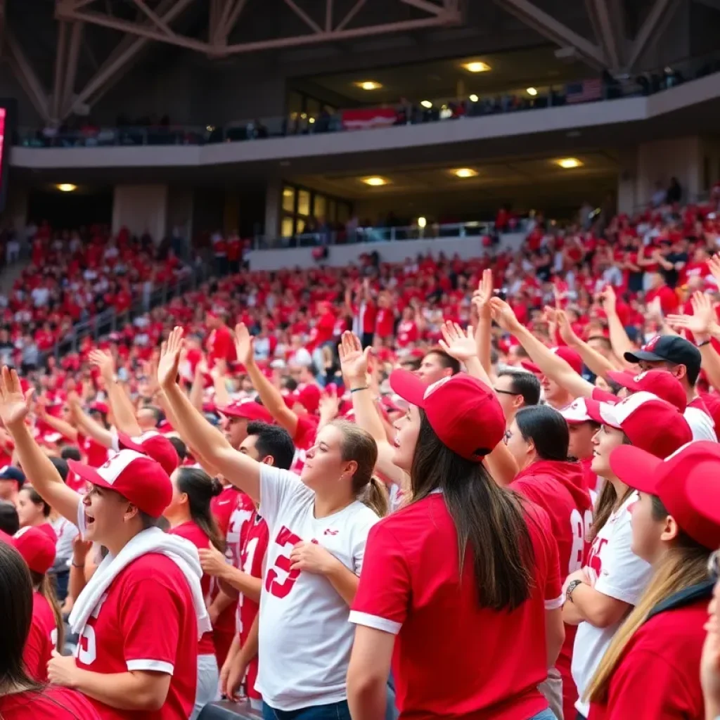 Fans cheering at NC State sports event