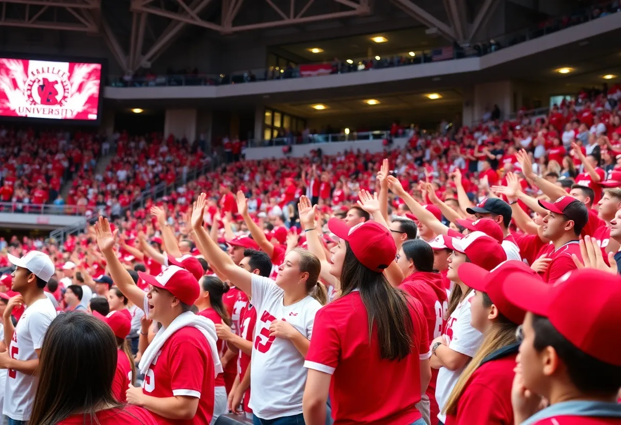 Fans cheering at NC State sports event