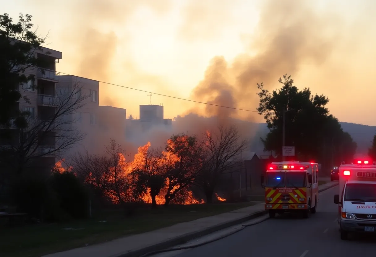 Firefighters battling a brush fire near President Obama Parkway in Orlando