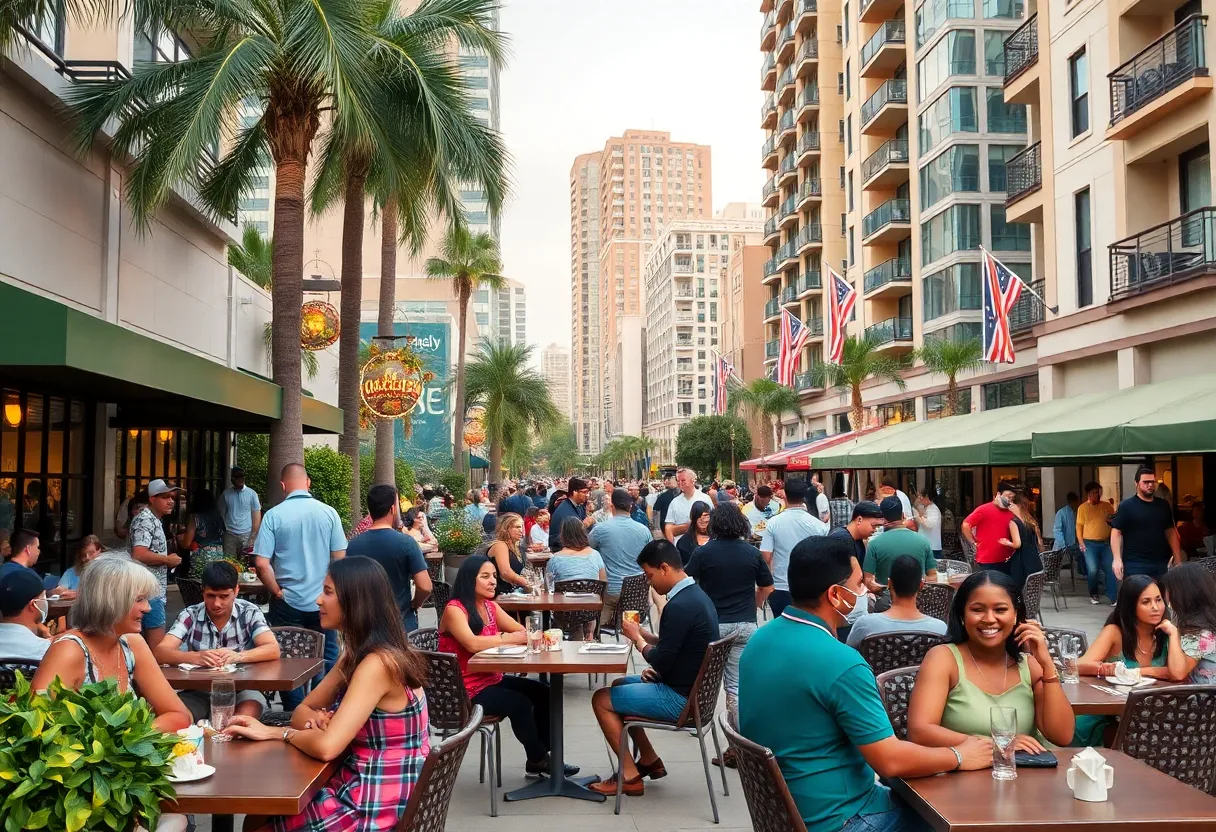 Cityscape of Orlando showing diverse cultures and community engagement.