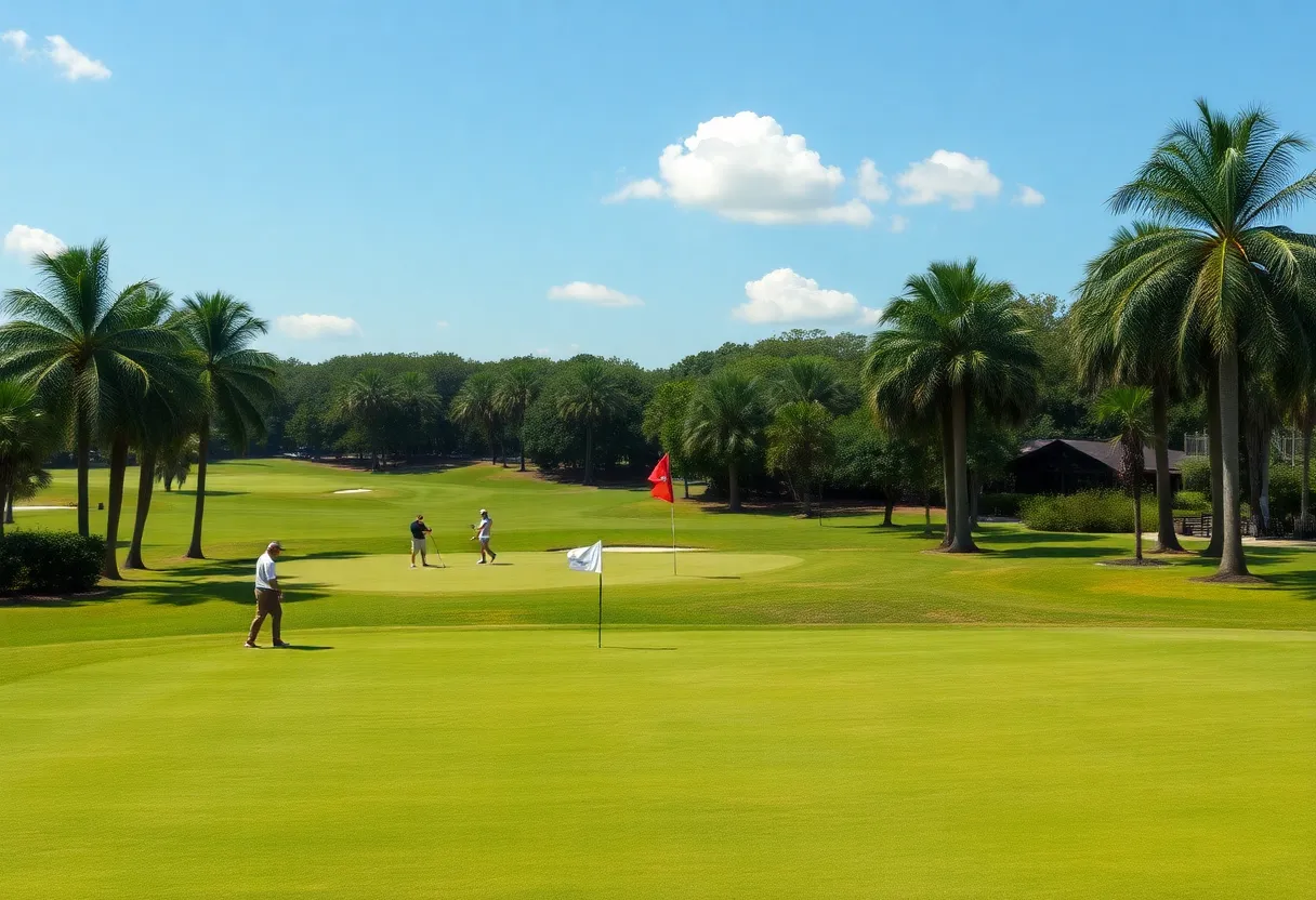 Golfers enjoying a sunny day at an Orlando golf course