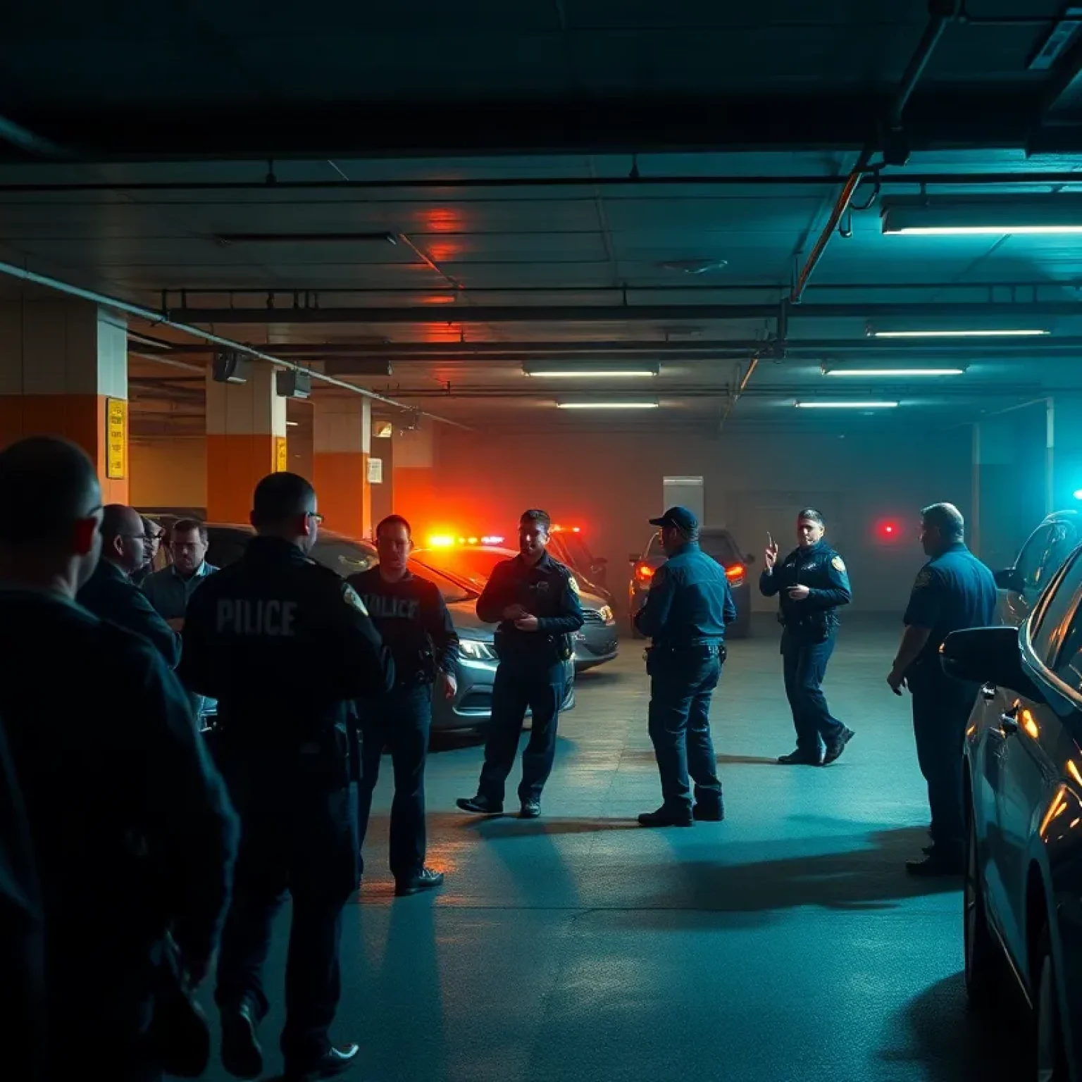 Police intervention at a parking garage in Orlando