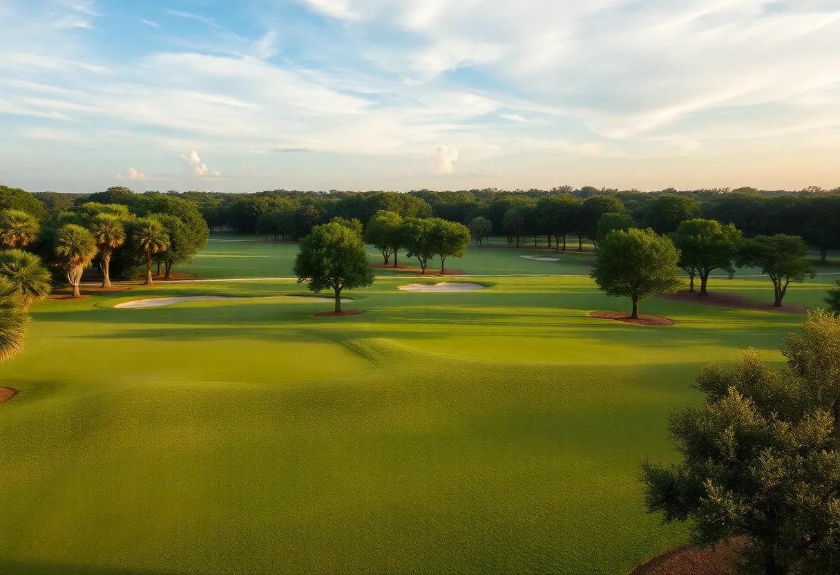 Golfers enjoying a sunny day on a public golf course in Orlando