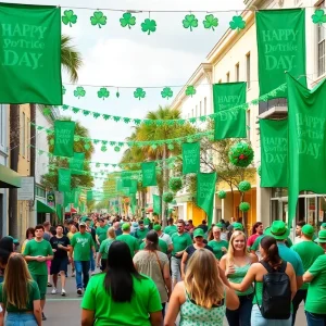 Street scene in Orlando during St. Patrick's Day celebrations