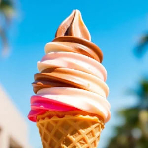 Rainbow Cone with five ice cream layers