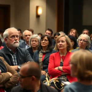 Concerned residents at a town hall meeting about the homeless shelter proposal in Orlando.