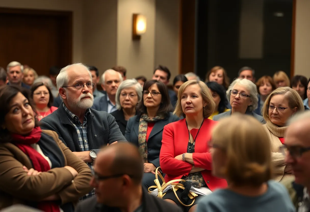 Concerned residents at a town hall meeting about the homeless shelter proposal in Orlando.