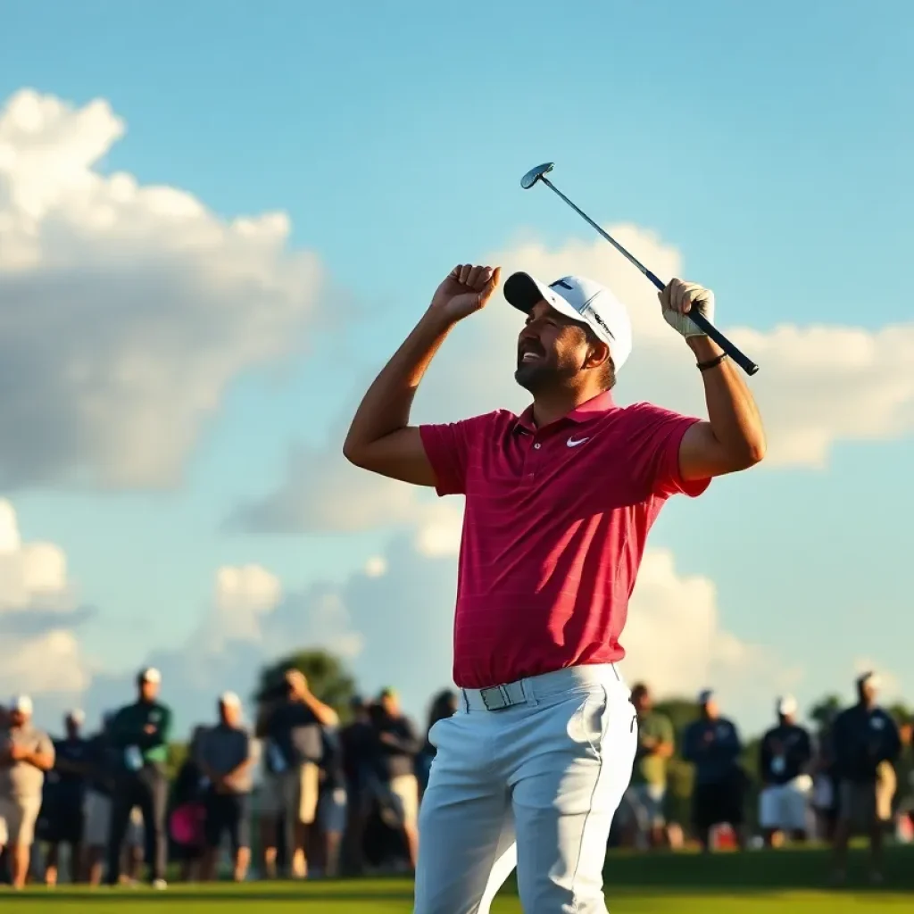 Golfer celebrating his PGA Tour victory