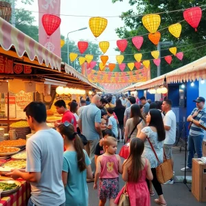 People enjoying food and entertainment at the Sabor Y Sazón Food Festival in Orlando.