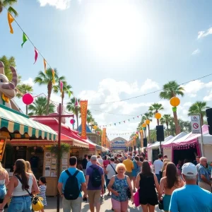 Crowd enjoying the Seven Seas Food Festival at SeaWorld Orlando