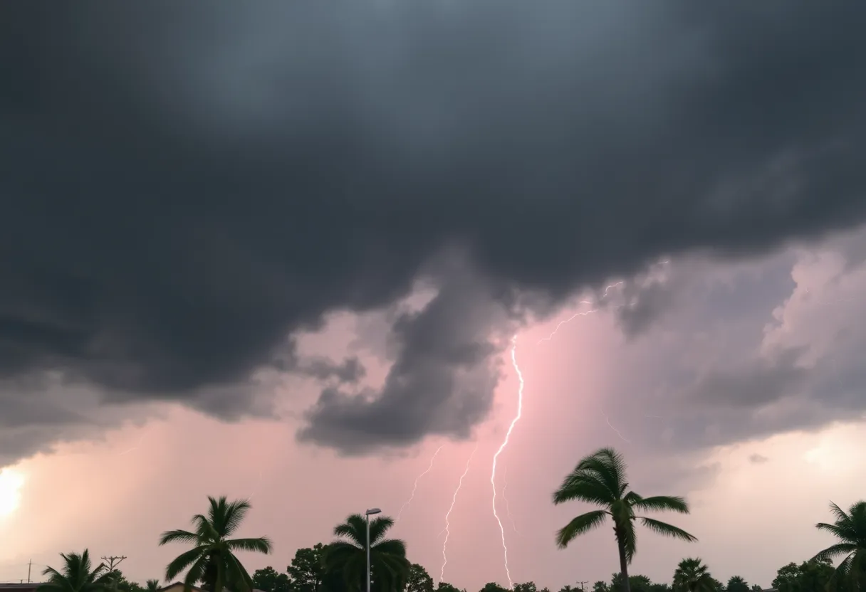 Dramatic storm clouds over Central Florida indicating severe weather