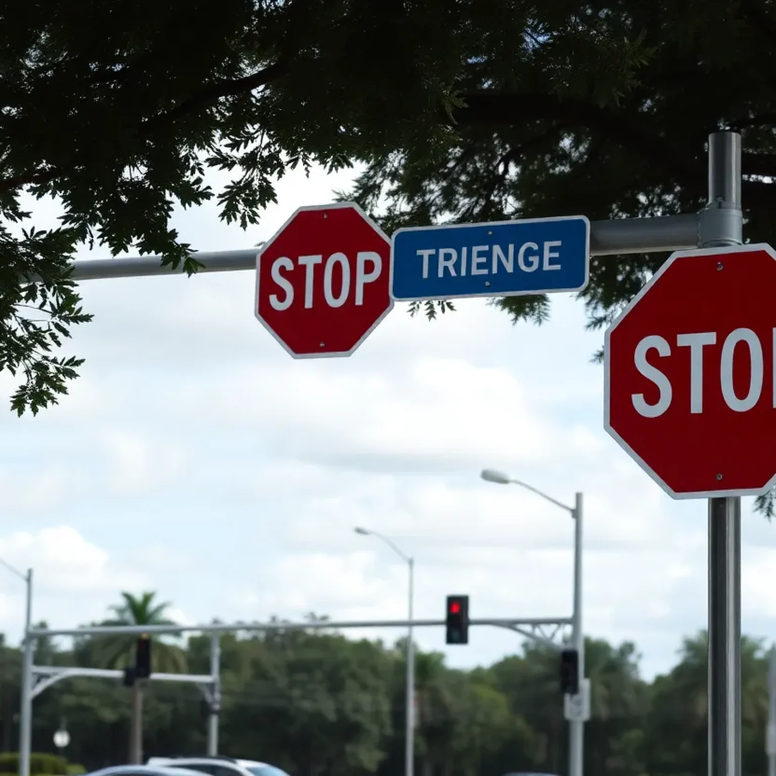 Stop sign at an intersection in Orlando, Florida