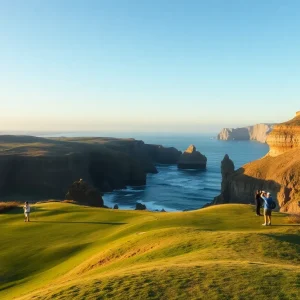 Aerial view of TPC Danzante Bay golf course surrounded by scenic natural landscapes