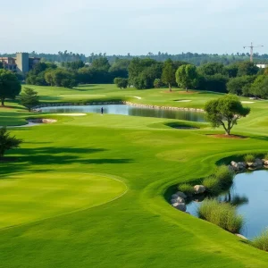 Aerial view of the Trump International Golf Club Lido in Indonesia