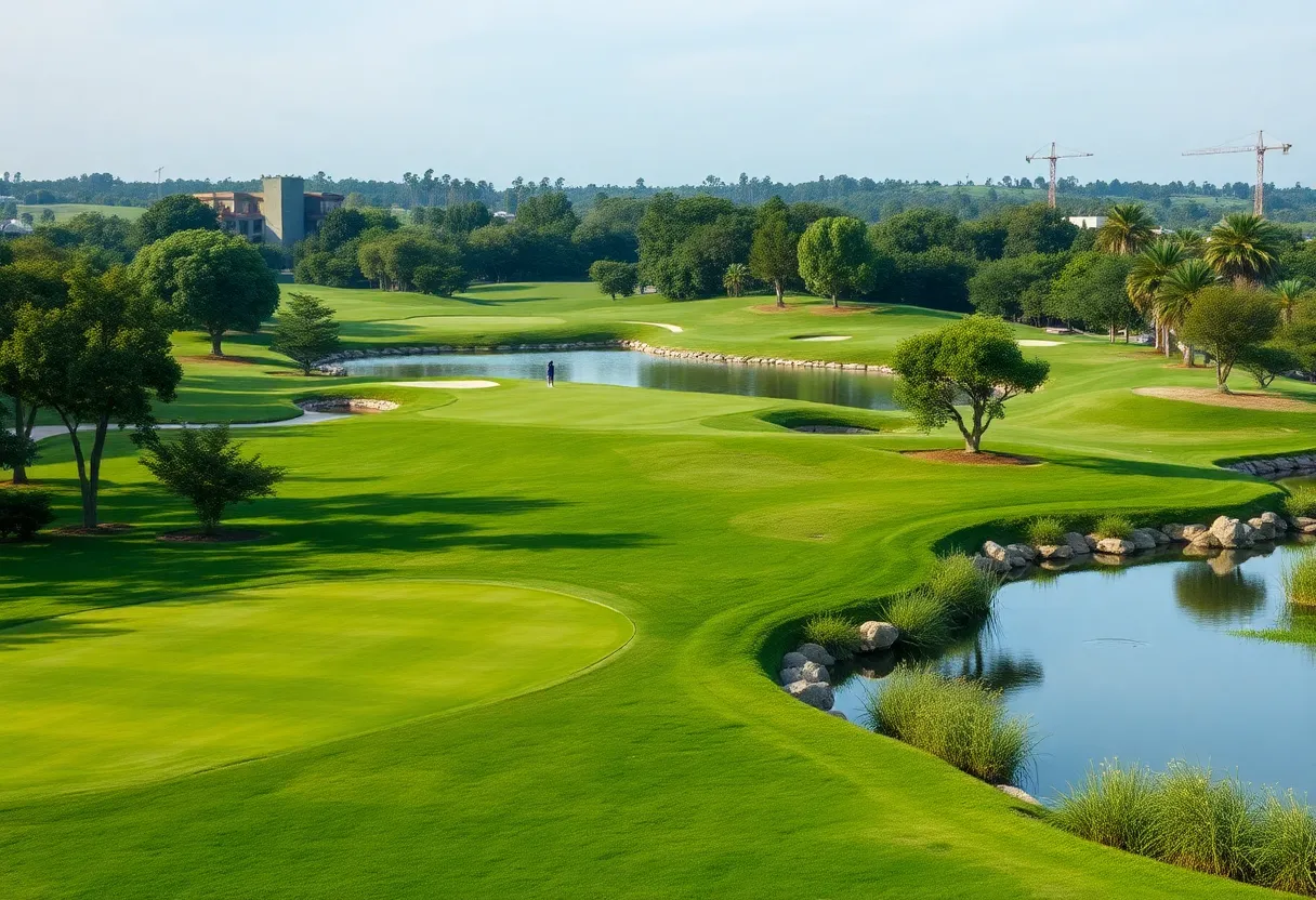 Aerial view of the Trump International Golf Club Lido in Indonesia