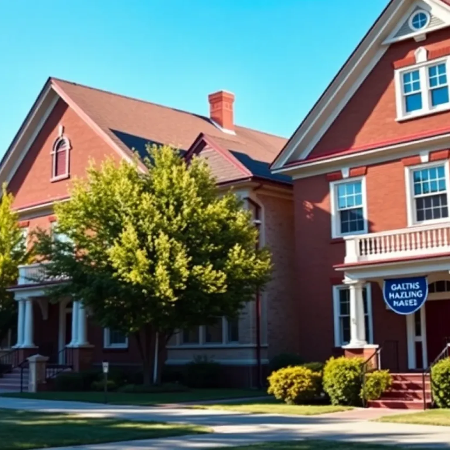 University campus with fraternity houses representing a stand against hazing.