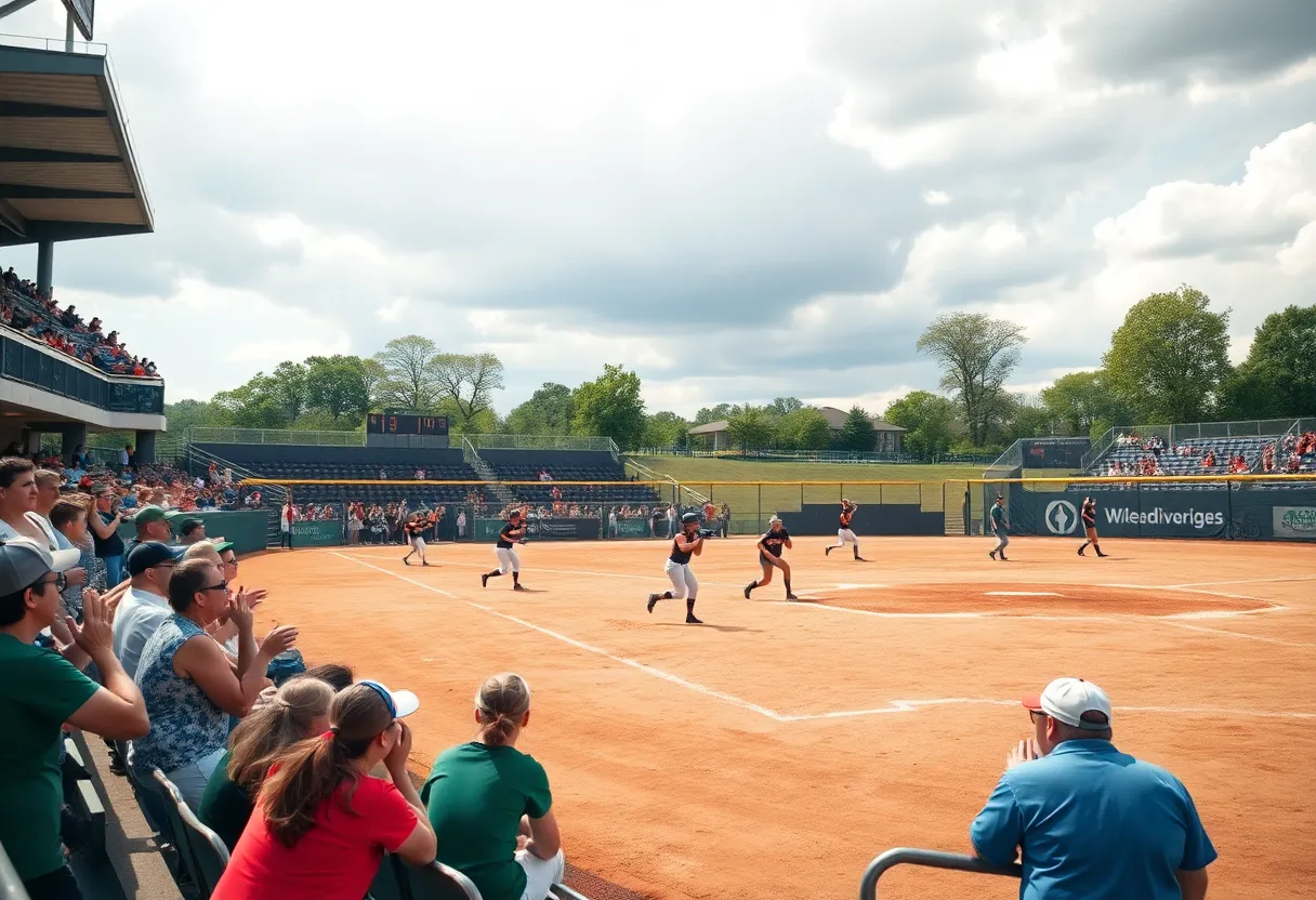 Players in action during a UCF softball game against Iowa State.