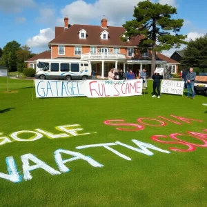 Graffiti on the Trump Turnberry golf course amid political protests