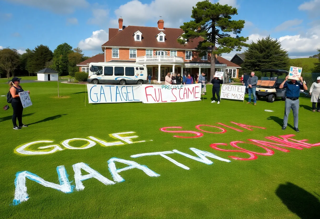 Graffiti on the Trump Turnberry golf course amid political protests