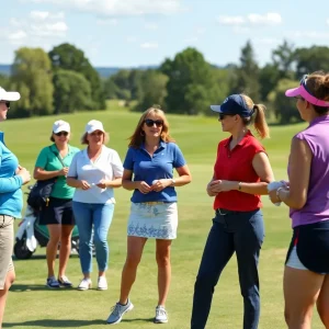 Diverse group of women enjoying golf at Women's Golf Day event