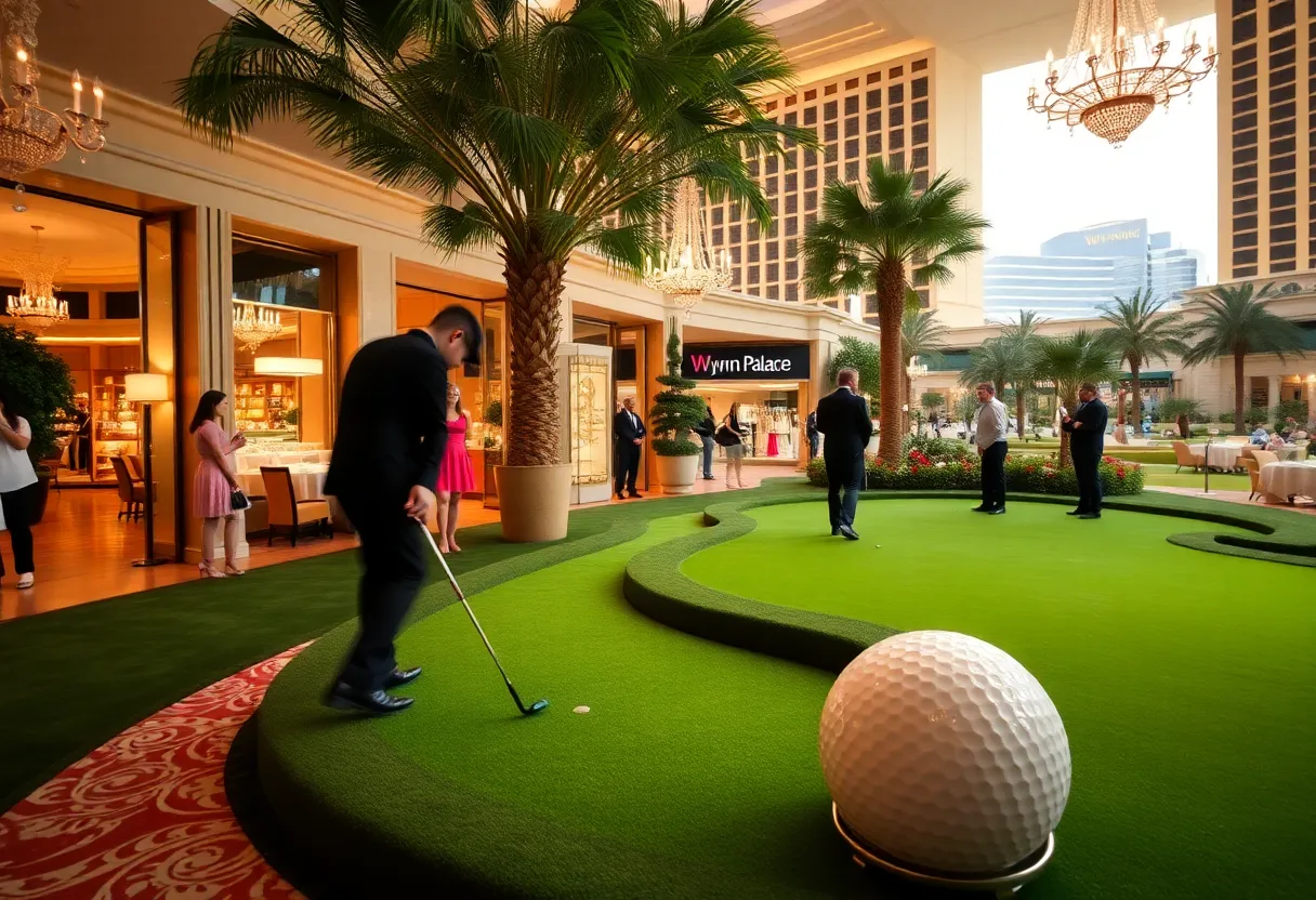 Participants engaged in the Zen Golf Winning Putt challenge at Wynn Palace